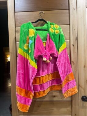 Berkshire Kids Plush Hooded Bath Wrap in Bright Pink, Green & Orange